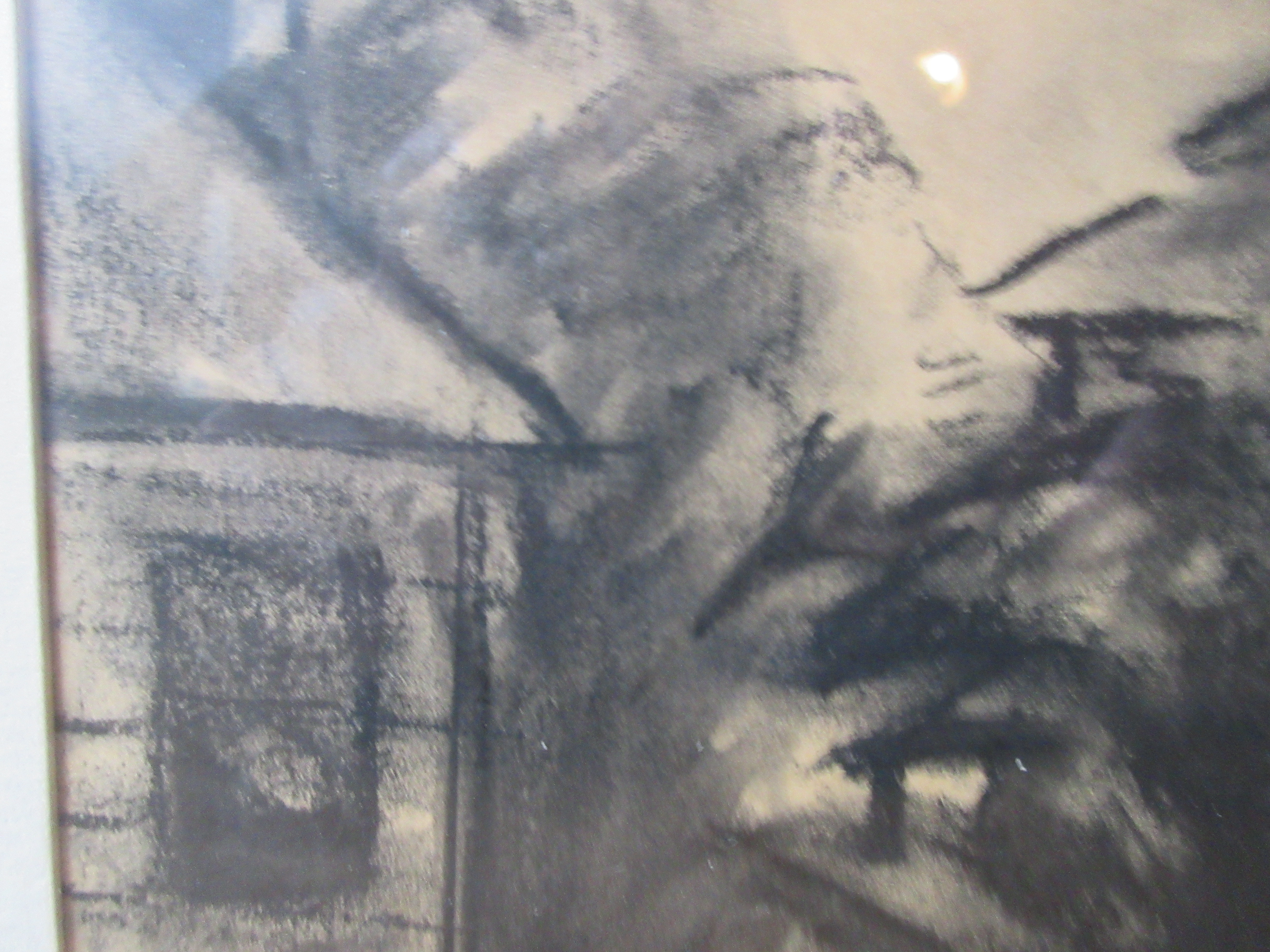 Niet of onleesbaar gesigneerd - Houtskool tekening Surinaams landschap of straatje - gesigneerd kopen? Bied vanaf 1!