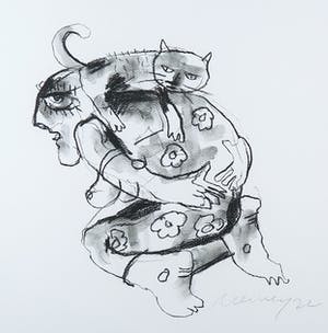 Henk Vierveijzer - Houtskool, Zonder titel - Ingelijst kopen? Bied vanaf 100!