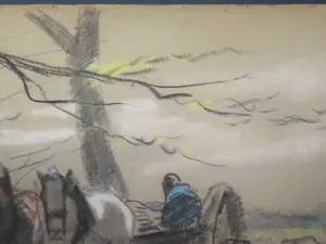 Anton Mauve (sr.) - Man met paardenkar in een boslandschap kopen? Bied vanaf 180!