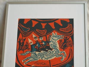 Jenny Dalenoord - Linosnede , BEVRIJDINGSDAG 1945-1955 – gesigneerd & ingelijst – 1955 kopen? Bied vanaf 10!