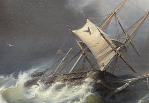 Niet of onleesbaar gesigneerd - (toegeschreven aan J.C. Schotel) - Olieverf op doek, Schip in storm - Ingelijst kopen? Bied vanaf 1!