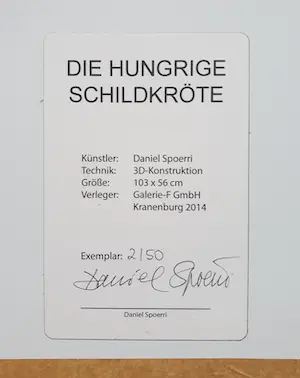 Daniel Spoerri - Die Hungrige Schildkröte - 2014 - Editie 50- Gesigneerd op achterzijde kopen? Bied vanaf 695!