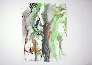 Jan van Lokhorst - Gemengde techniek op papier, Naakt kopen? Bied vanaf 100!