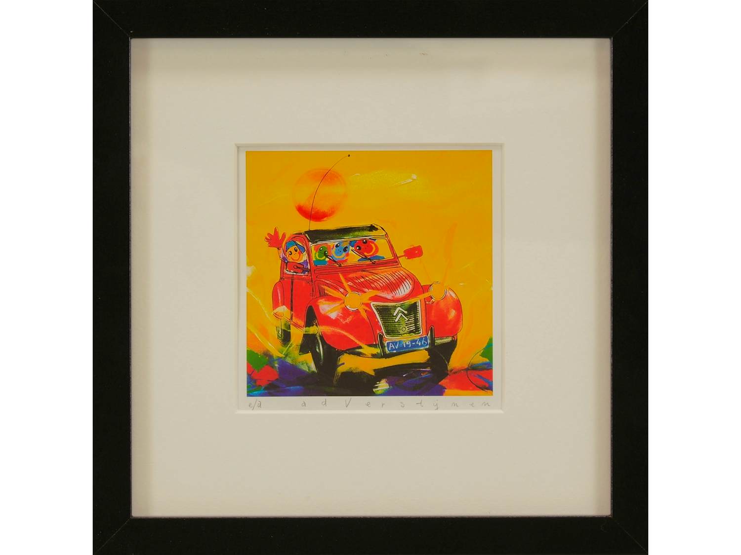Ad Verstijnen - Kleurenzeefdruk 2CV In nieuwe zwarte lijst kopen? Bied vanaf 59!