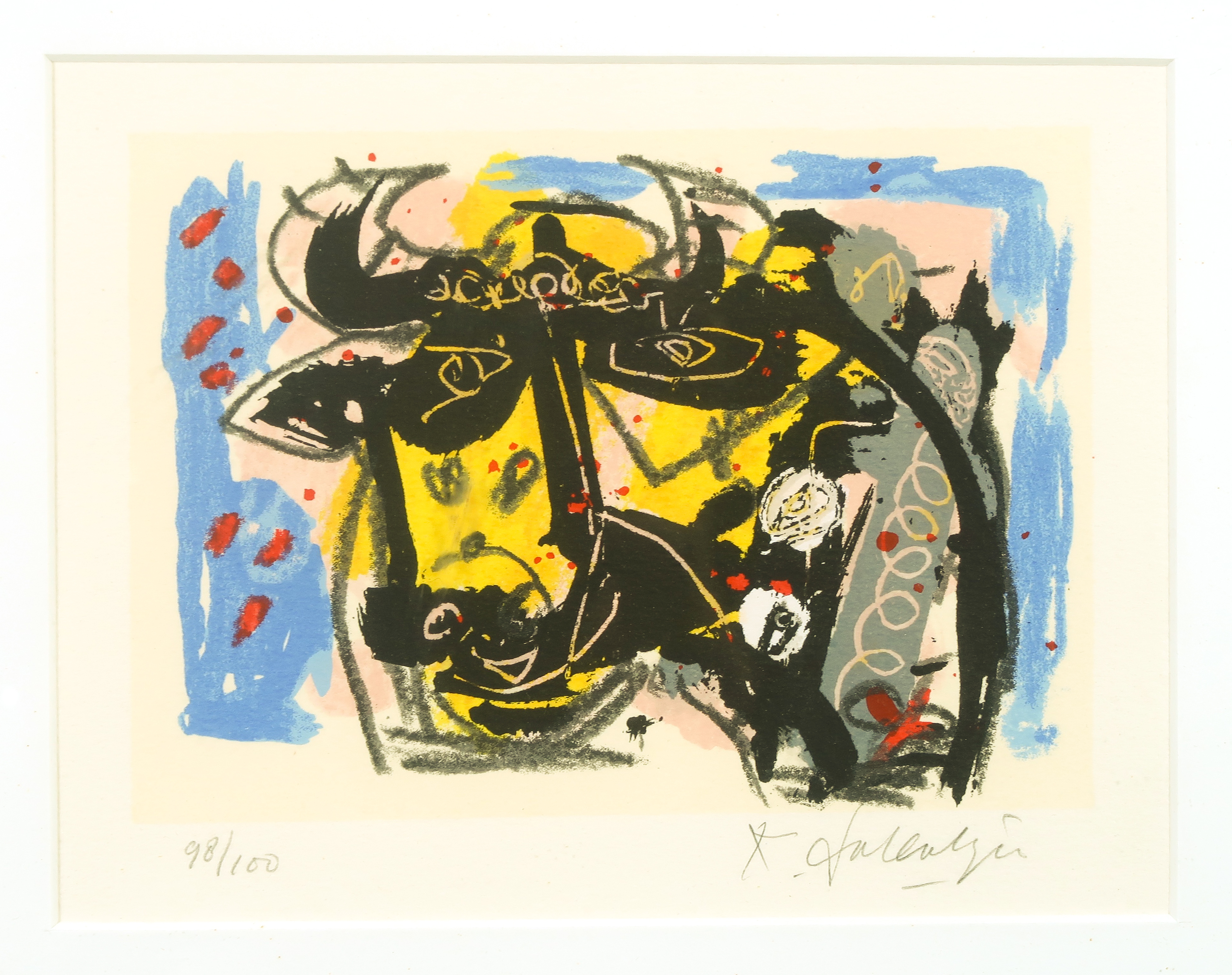 Kees Salentijn - Zeefdruk, Z.T. Stier II - Ingelijst kopen? Bied vanaf 20!