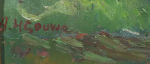 Herman Gouwe - Olieverf op doek, Landschap met bomen - Ingelijst kopen? Bied vanaf 1!