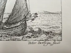 Peter Dorleijn - 4 gravures van platbodems op de Zuiderzee kopen? Bied vanaf 40!