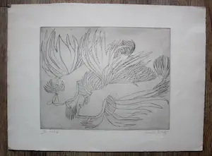 Niet of onleesbaar gesigneerd - 8 werken: ets, aquarel, houtsnede, linosnede kopen? Bied vanaf 1!