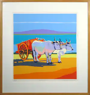 Marco Kooiman - Zeefdruk, The Red Cart - Ingelijst vendu pour 50€ !