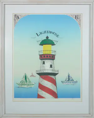 AcheterHelmut Böhm - Ets, Lighthouse - Ingelijst? Enchérissez de 40!