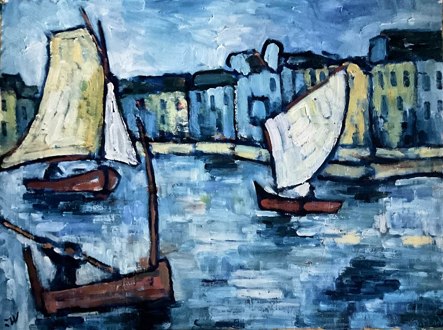 Jan Willem Versteeg - Voiliers dans le Port du Havre verkocht voor € 80!