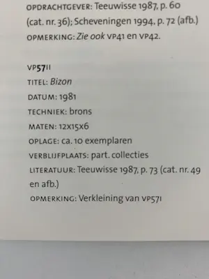 Pieter d' Hont - Bronzen beeld: 'bizon' - 1981 kopen? Bied vanaf 1500!
