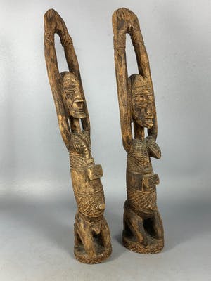 Dogon - Rare and Old 2 African Dogon statues - Mali kopen? Bied vanaf 125!