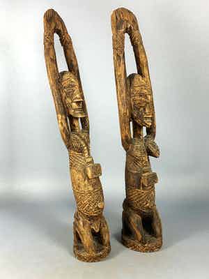 Dogon - Rare and Old 2 African Dogon statues - Mali verkocht voor € 125!
