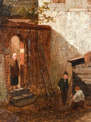 Charles Leickert - Stadsgezicht in de zomer - Ingelijst kopen? Bied vanaf 3950!