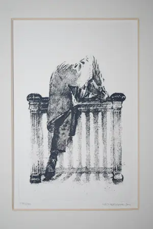 Hans Leyerzapf - "Judge, here I come " - ets vernis-mou - ingelijst kopen? Bied vanaf 75!