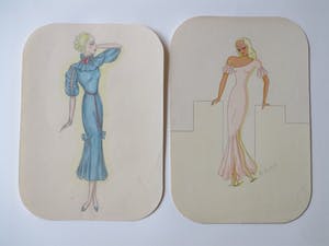 Niet of onleesbaar gesigneerd - Twee modellen in Art Deco-stijl - Gemengde technieken kopen? Bied vanaf 1!