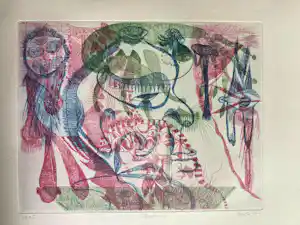 Ursula Schultze-Bluhm - Schwellkopf, Farbradierung, signiert, nummeriert, datiert verkauft für € 150!