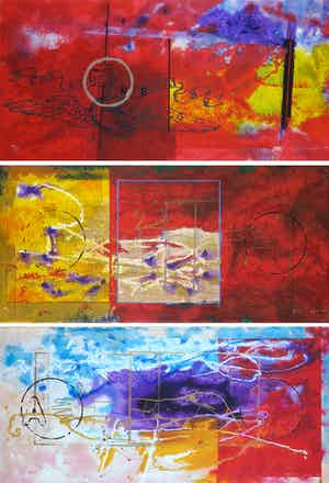 Piotr Konkel - Zeefdruk op papier (bevestigd op board), Drie-luik 'Embrace' verkocht voor € 1!