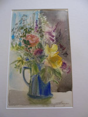 Hannie Bouman - Aquarel, Boeket bloemen in een pot. kopen? Bied vanaf 30!