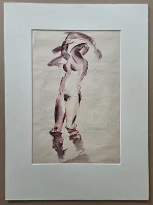 Nicolaas van der Kreek - Naakt. Staande vrouw. Achterzijde ontwerp tekening. kaufen? Bieten Sie von 99!