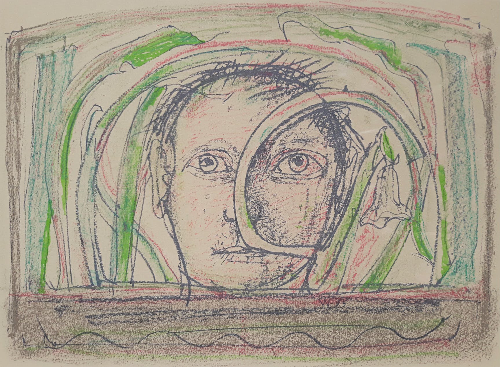 Co Westerik - Man tussen grassen, zeefdruk (mooi ingelijst) verkocht voor € 250!