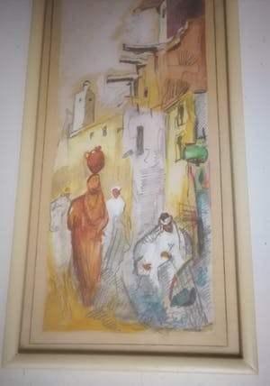 Niet of onleesbaar gesigneerd - Oosters stadsgezicht met figuren. kopen? Bied vanaf 1!