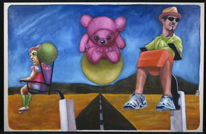 Jan Bollaert - Gemengde techniek op doek, ZT-Tonelen (Groot) kopen? Bied vanaf 100!