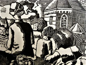 Hubert Bekman - Prachtige handdruk (20 ex) Houtsnede - 1934 - Kinderen in Landschap - potloodges kopen? Bied vanaf 40!