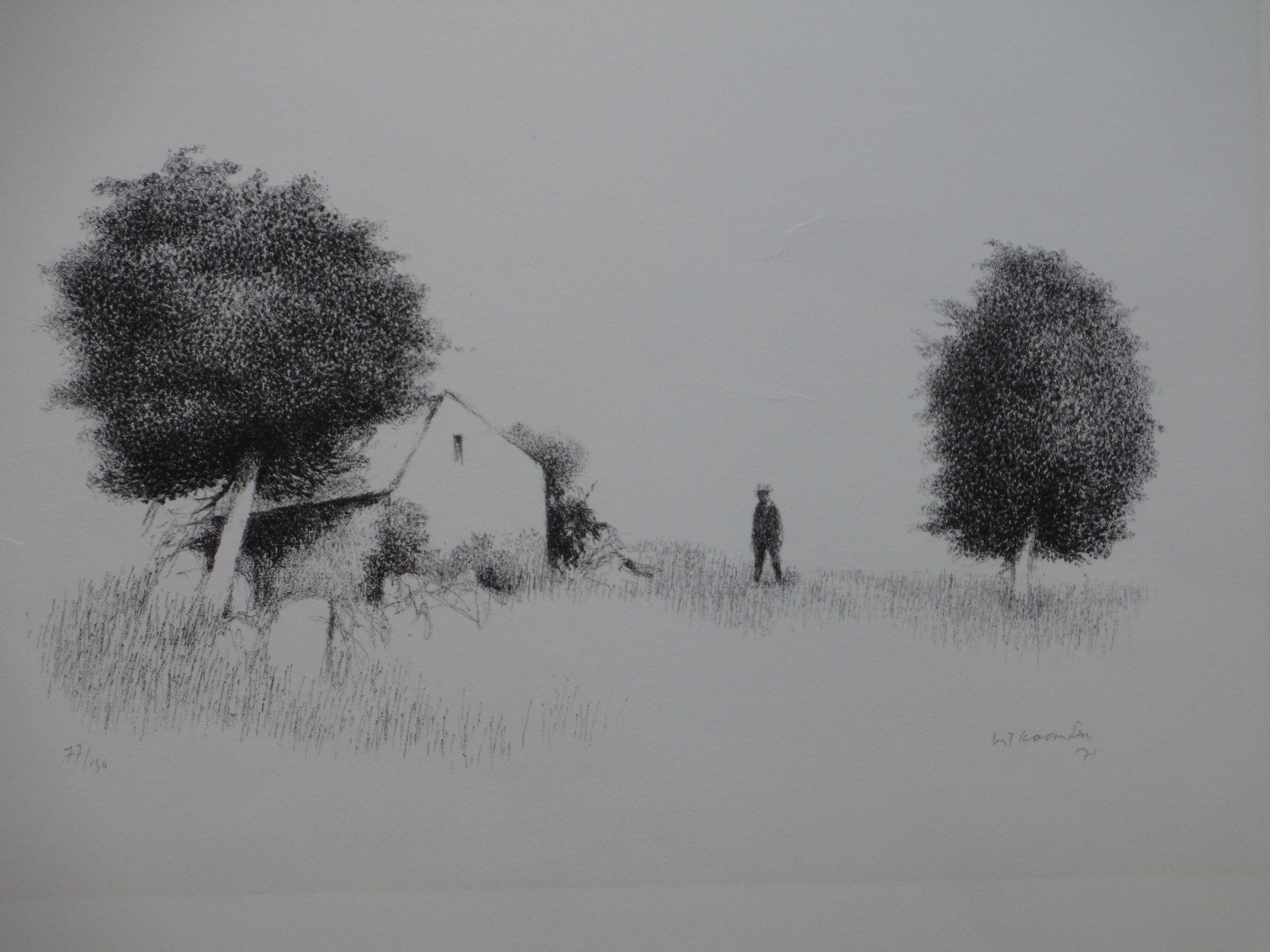 Metten Koornstra - Persoon in mysterieus landschap - Litho verkocht voor € 45!