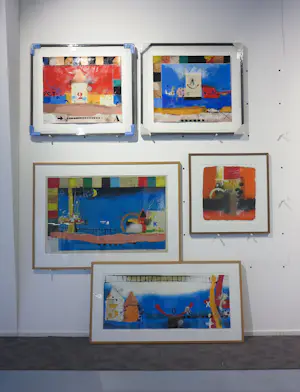 Theo Koster - VIJF zeefdrukken / collages inclusief lijsten kopen? Bied vanaf 100!