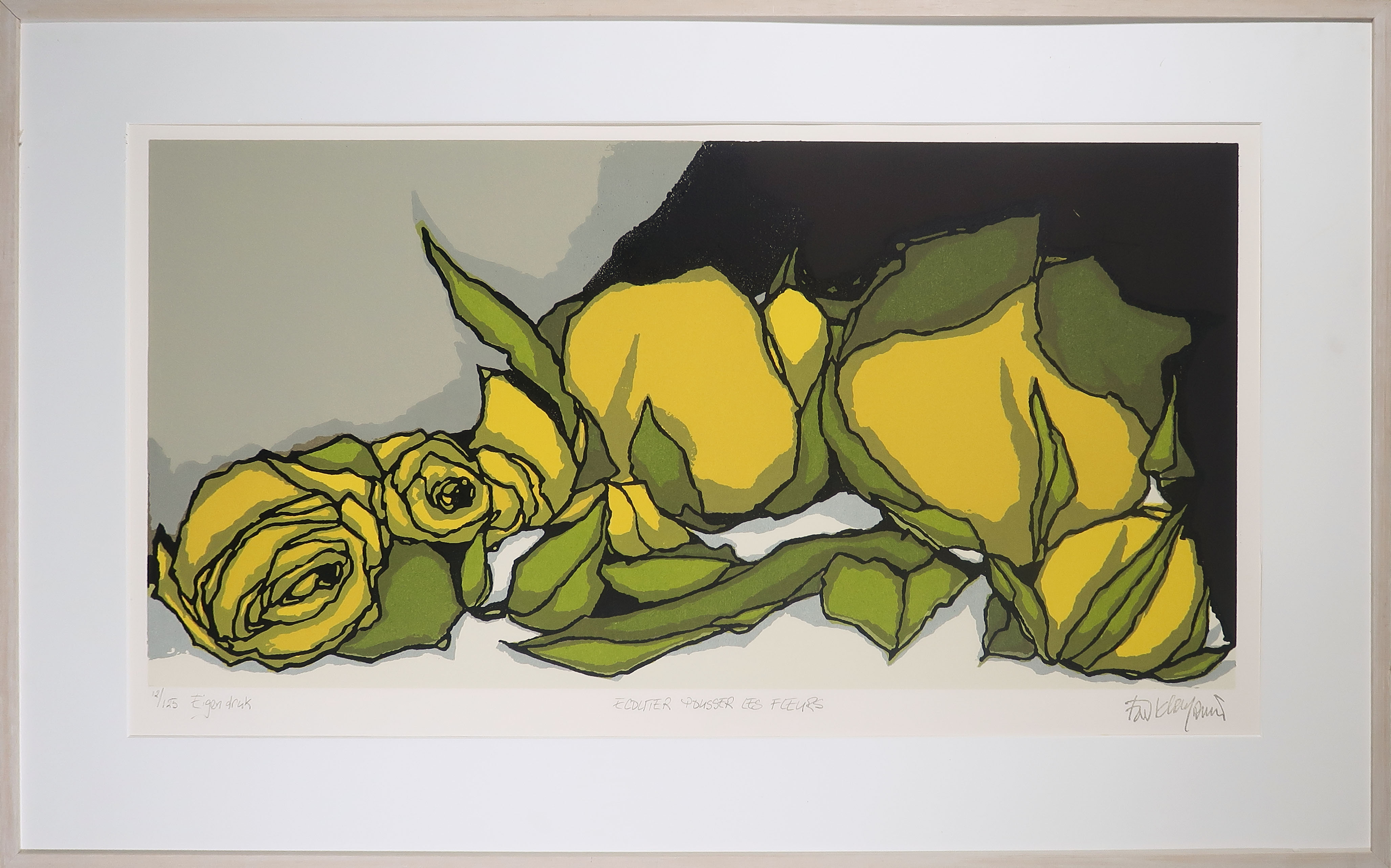 Fon Klement - Boardsnede, Ecouter Pousser les Fleurs - Ingelijst (Groot) verkocht voor € 80!