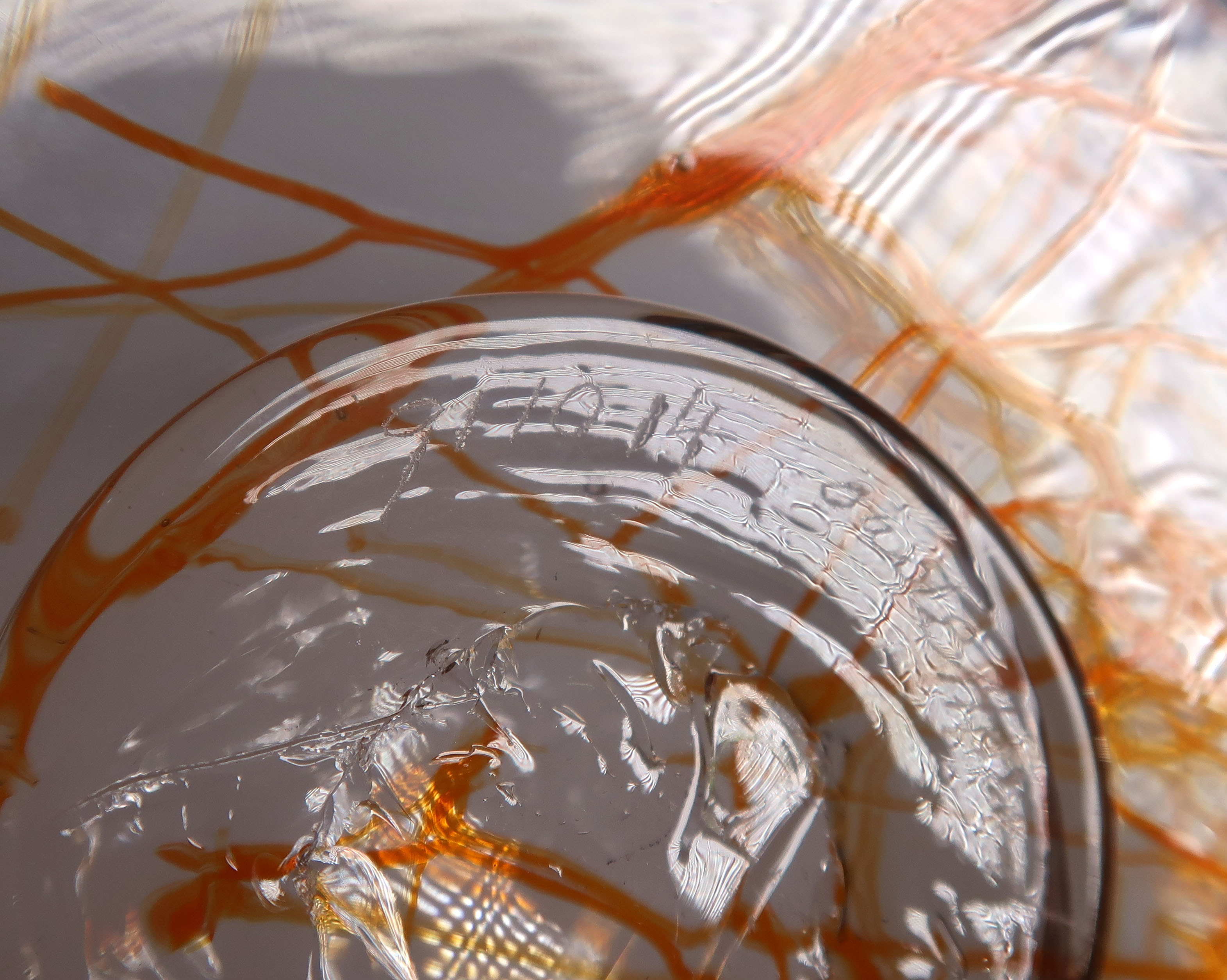 Studio de Oude Horn - Glas, Schaal met oranje aders kopen? Bied vanaf 1!