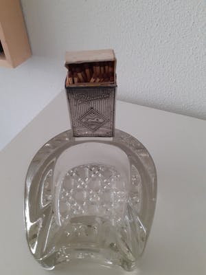 Val-Saint-Lambert - Asbak met verzilverde luciferhouder met opdruk Ritmeester kopen? Bied vanaf 25!
