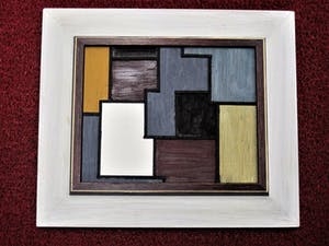 Pjotr van Oorschot - Geometrische Hout en Acrylverf Collage "de Stijl" gesigneerd kopen? Bied vanaf 1!