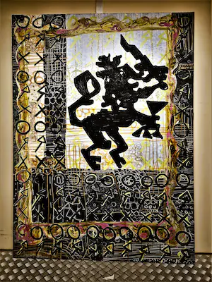 Peter Keizer - Mega groot (140x190cm!) olieverf op doek "de Nederlandse leeuw" kopen? Bied vanaf 1!