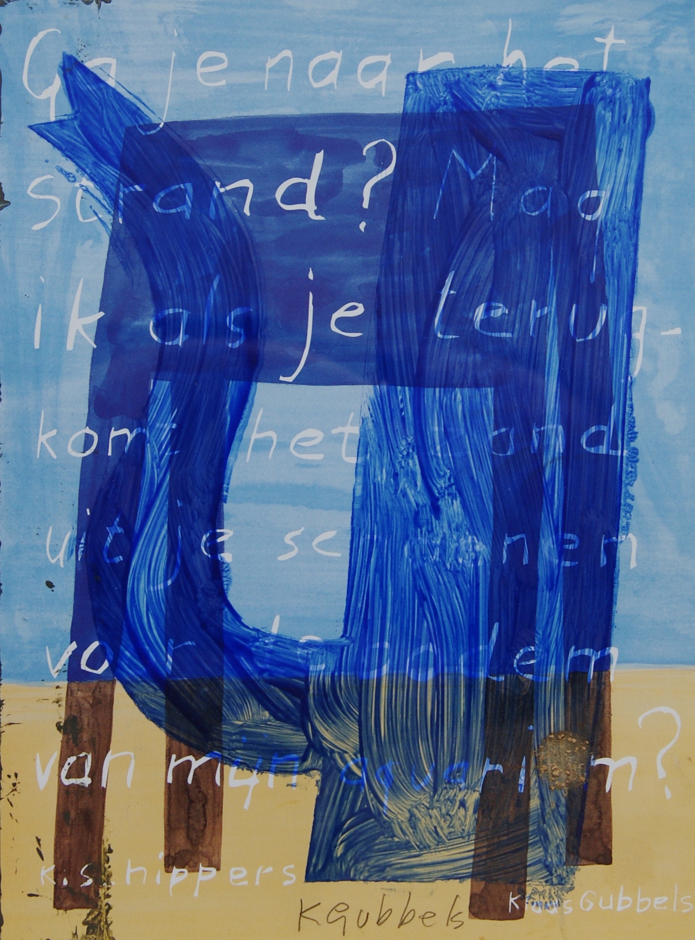 Klaas Gubbels - acrylverf op papier 'Blauwe kan' - ingelijst. kopen? Bied vanaf 325!