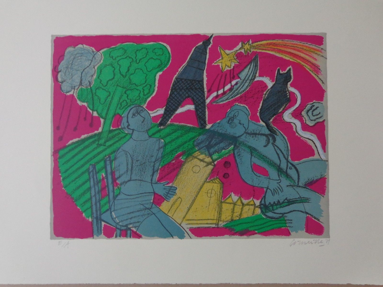 Corneille - KOPPEL IN PARIJS / KLEURLITHO / 53x73cm / SIG / 1989 kopen? Bied vanaf 155!