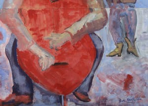 Bea Kraft - Gouache op papier, Contrabas - Ingelijst (Zeer groot) kopen? Bied vanaf 1!