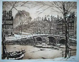 Cornelis Brandenburg - Leidsegracht - Amsterdam - grote ets - nr.25 - ingelijst verkauft für € 125!