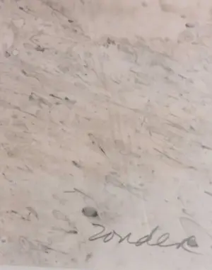 Lei Molin - Inkttekening, Abstracte compositie in rood blauw en zwart - Ingelijst (Zeer groot) kopen? Bied vanaf 400!