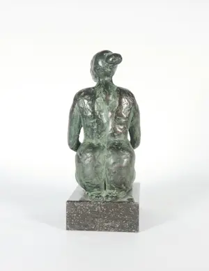 Mieke de Groot - Bronzen beeld, Zittend naakt kopen? Bied vanaf 100!