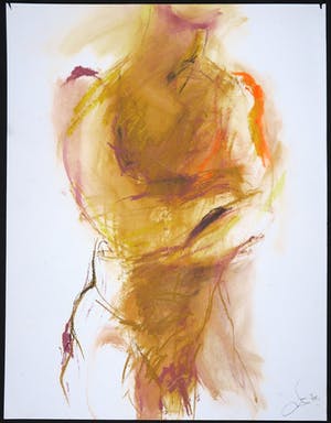 Franscz Witte - Acryl en krijt op papier, Figuur staand kopen? Bied vanaf 1!