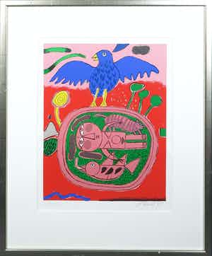 Corneille - Zeefdruk, Huit Chats 1 - Ingelijst verkocht voor € 150!