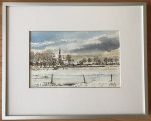 Jan de Wolf - Prachtige aquarel van Enschot - Noord Brabant kopen? Bied vanaf 15!