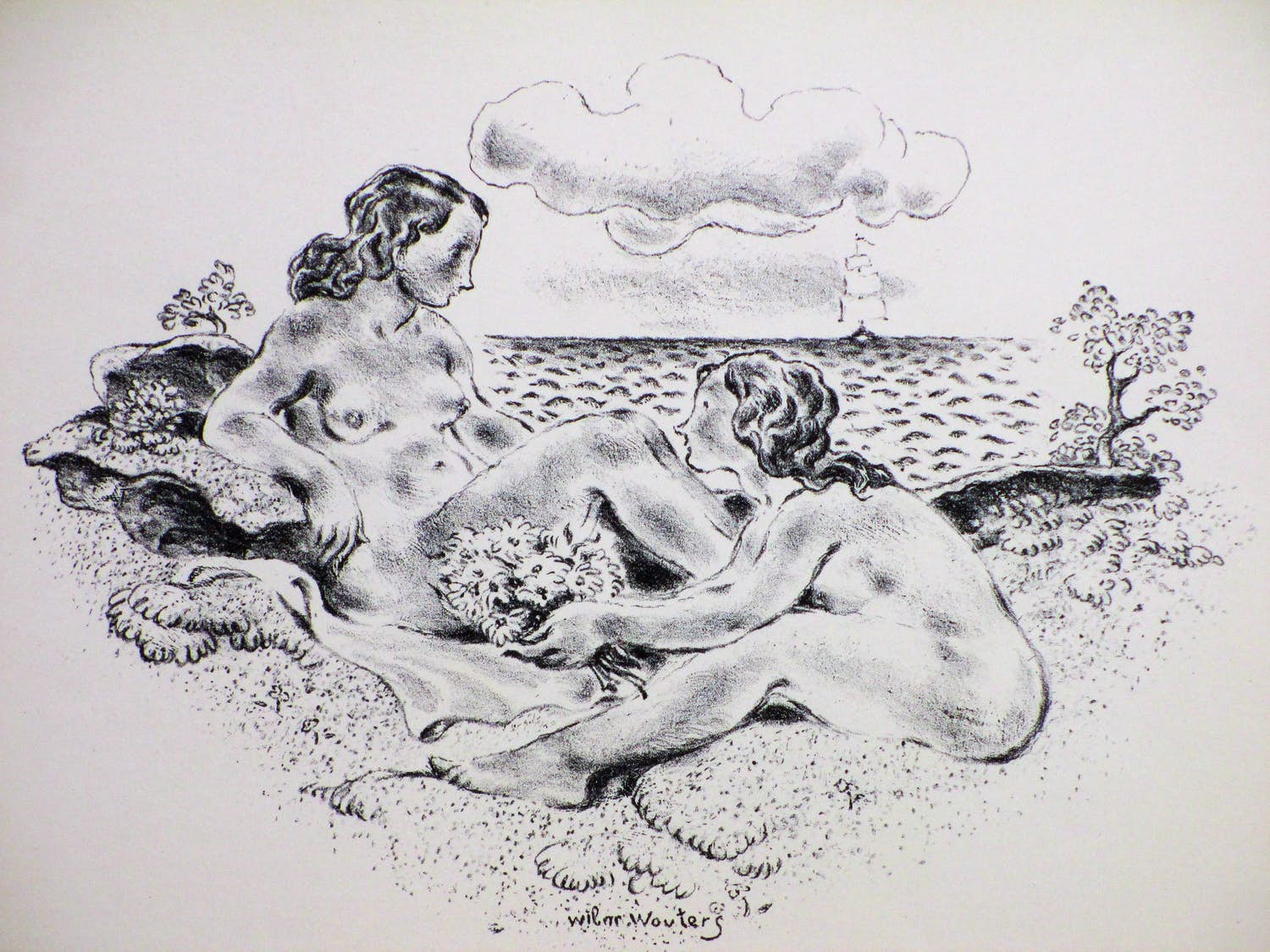 Wilm Wouters - Baadsters aan de kust - Litho verkocht voor € 35!