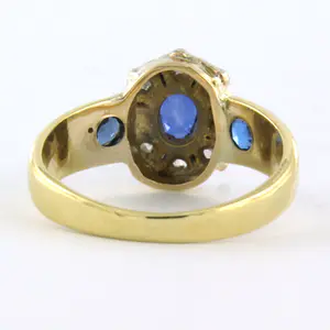 18k geel goud met zilver ring met saffier en diamant 0.05ct - rm 17.5(55) kopen? Bied vanaf 275!