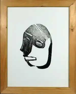 Marianne Theunissen - Linosnede, Portret van de heer H.N.J. Werkman- Ingelijst verkauft für € 15!