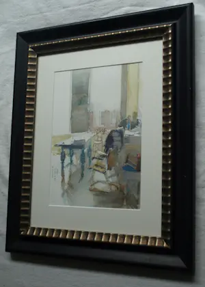 Ad Kroese - Ingelijste aquarel , Atelier II – 1998 - Lijst, 60 x 49 cm. kopen? Bied vanaf 100!