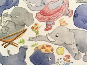 Curiosa - Louise Tate, zeefdruk E is for Elephant, gesigneerd kopen? Bied vanaf 1!
